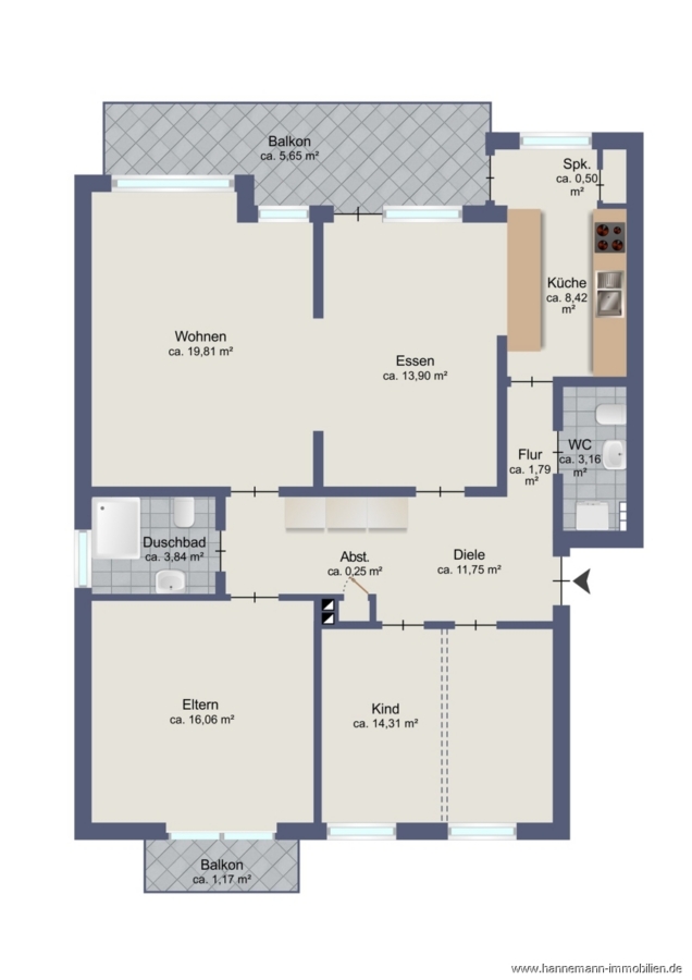 Möglichkeit 2 Zimmer